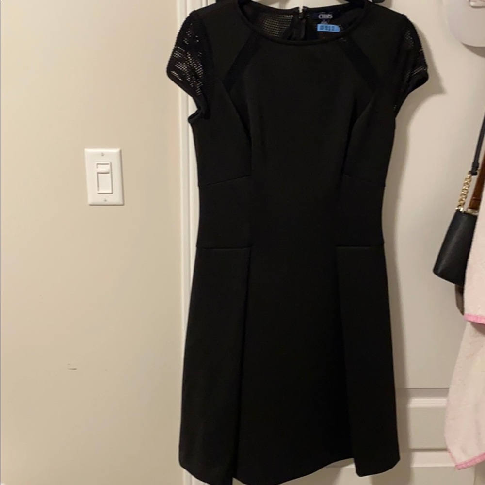 Black A line dress with cap sleeves